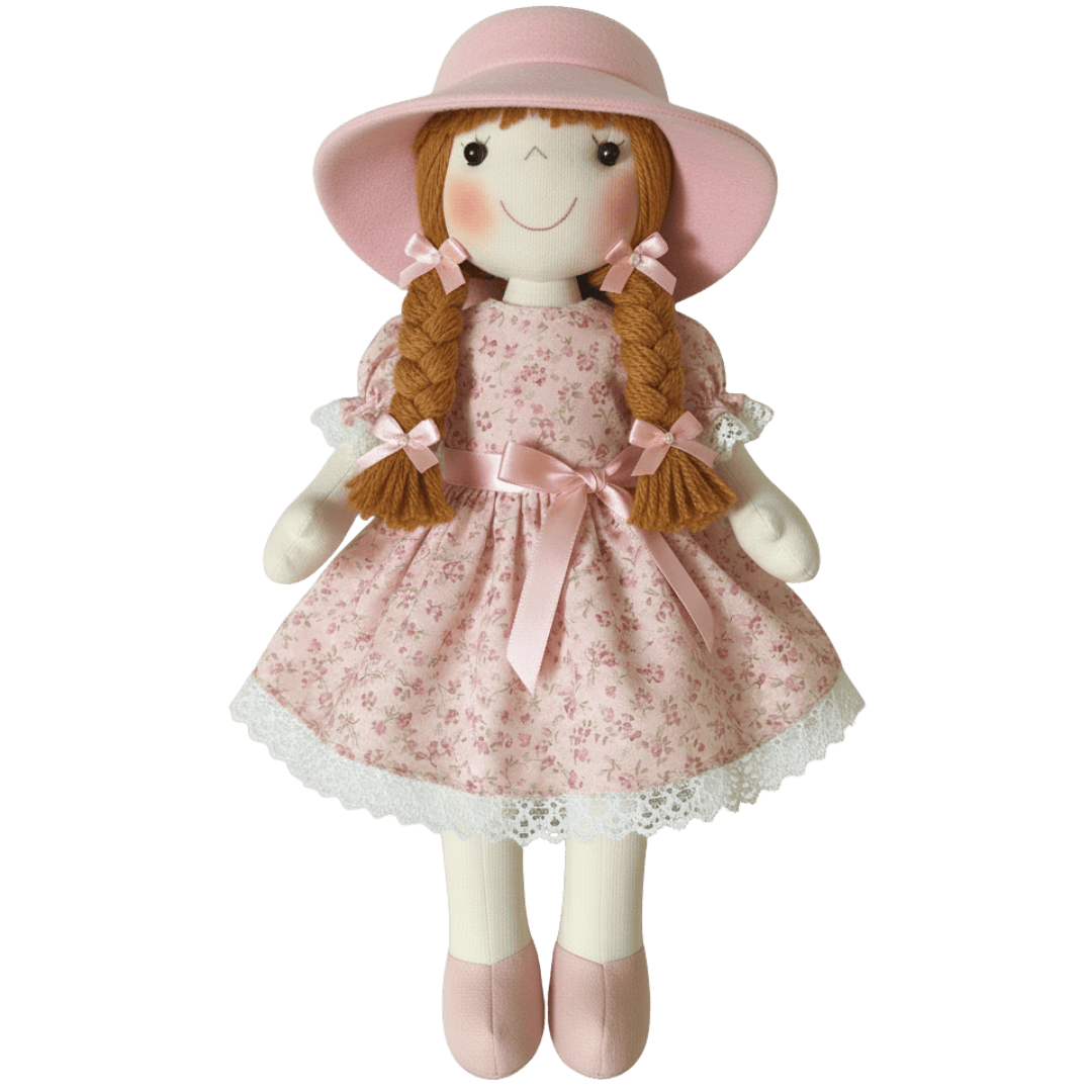 Boneca de Pano Artesanal Articulada Mia - 40 cm