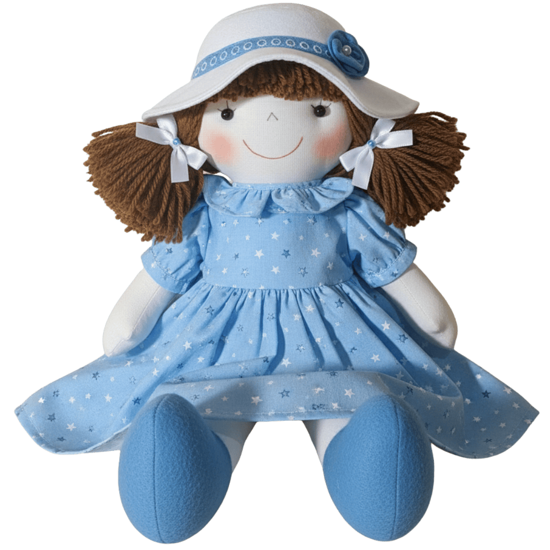 Boneca de Pano Artesanal Clara - 45 cm | Feita com Afeto