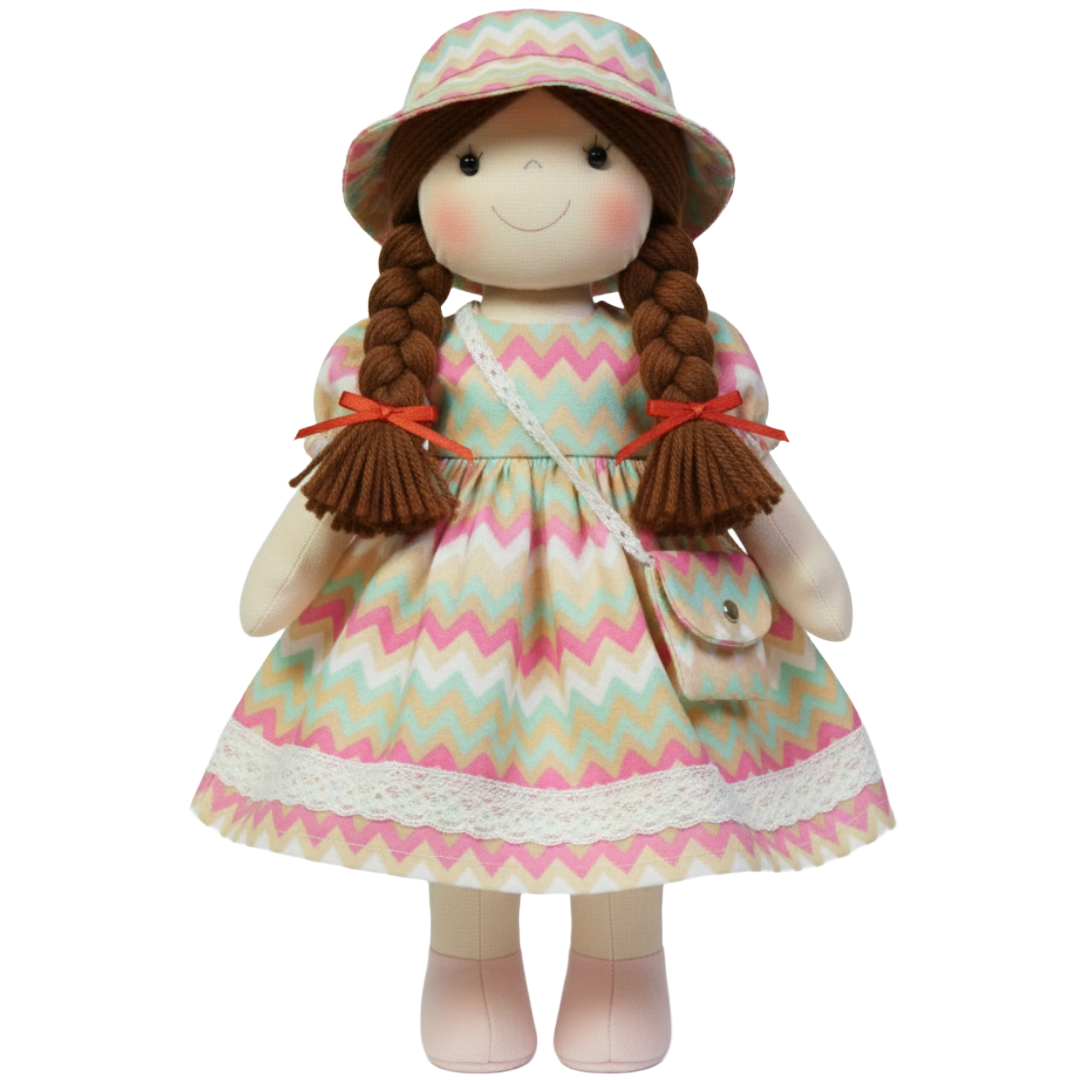 Boneca de Pano Artesanal Alice - 55 cm
