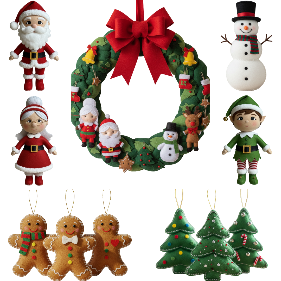 Coleção de Natal Artesanal | Decoração em Feltro