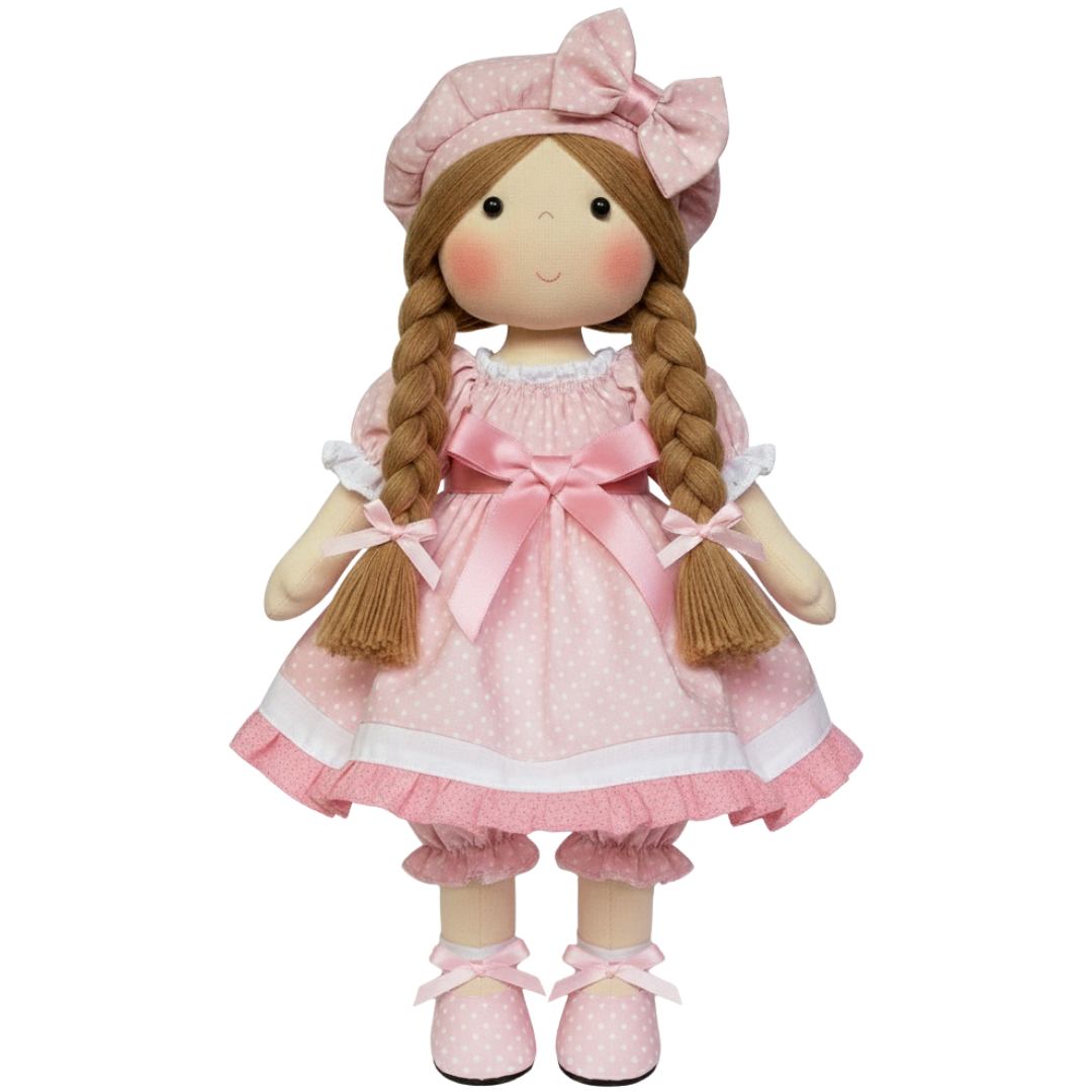 Boneca de Pano Artesanal Articulada Grande Sofia - 60 cm