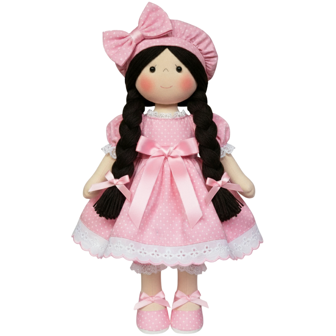 Boneca de Pano Artesanal Articulada Grande Sofia - 60 cm