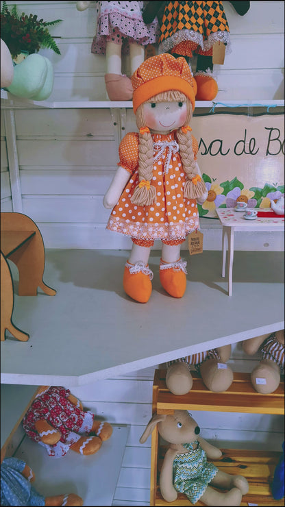 Boneca de Pano Artesanal Articulada Grande Sofia - 60 cm