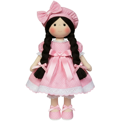 Boneca de Pano Artesanal Articulada Grande Sofia - 60 cm
